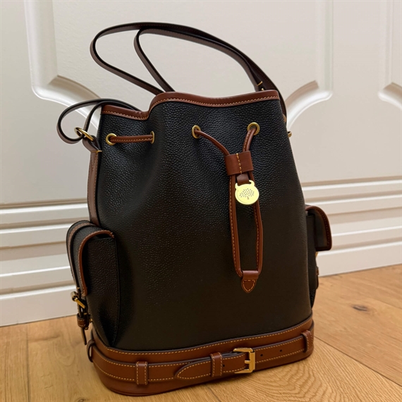 Mulberry Bucket Black & Cognac Scotchgrain